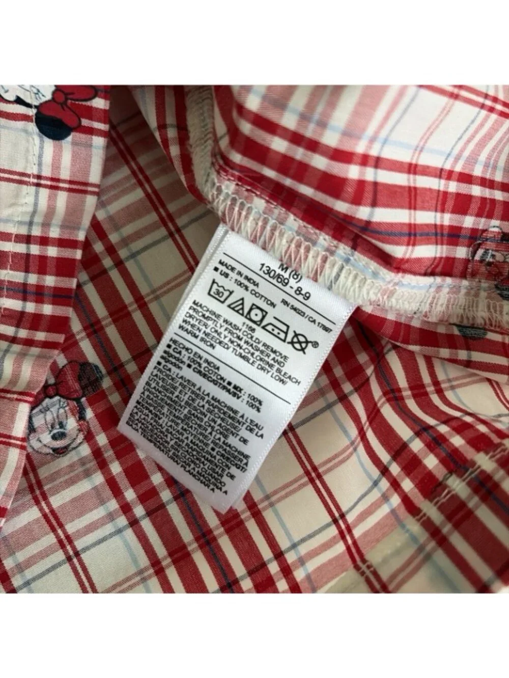 Disney Old Navy Collabs NWT 8 Medium Minnie Mouse Red Plaid Top